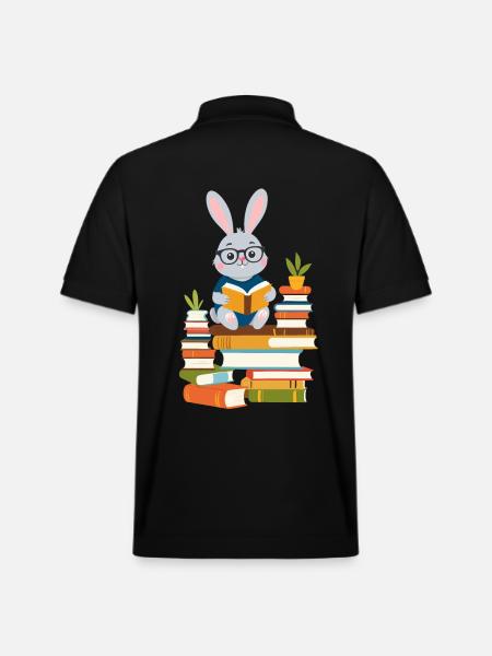 Reading bunny Enthusiastic book lover - Stanley/Stella Unisex Organic Polo Shirt PREPSTER - black