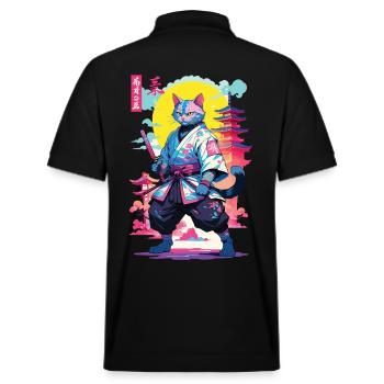 Conception esthétique Samurai Cat Vaporwave - Polo PREPSTER bio Stanley/Stella Unisexe - noir - Dos - Andy (188cm)