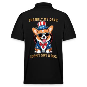 Drôle Corgi chien patriotique chien amoureux Design - Polo PREPSTER bio Stanley/Stella Unisexe - noir - Dos - Andy (188cm)