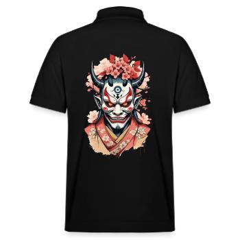 Oni Demon Mask Samurai Aesthetic Yokai - Stanley/Stella Unisex Organic Polo Shirt PREPSTER - black - Back - Andy (188cm)