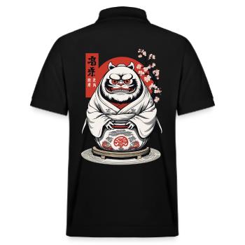Japanischer Daruma Ästhetik Yokai Vintage - Stanley/Stella Unisex Bio-Poloshirt PREPSTER - Schwarz - Hinten - Andy (188cm)