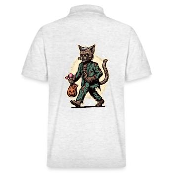 Mort-vivant Zombie Chat Mignon Halloween - Polo PREPSTER bio Stanley/Stella Unisexe - blanc chiné - Dos - Andy (188cm)