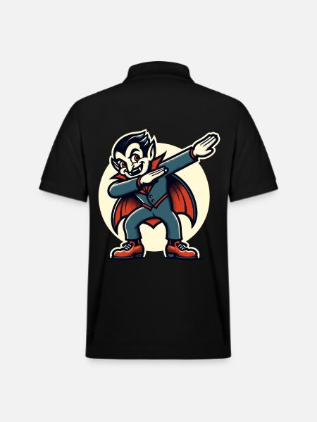Dabbing Vampire Funny Dabbing Design - Stanley/Stella Unisex Organic Polo Shirt PREPSTER - black