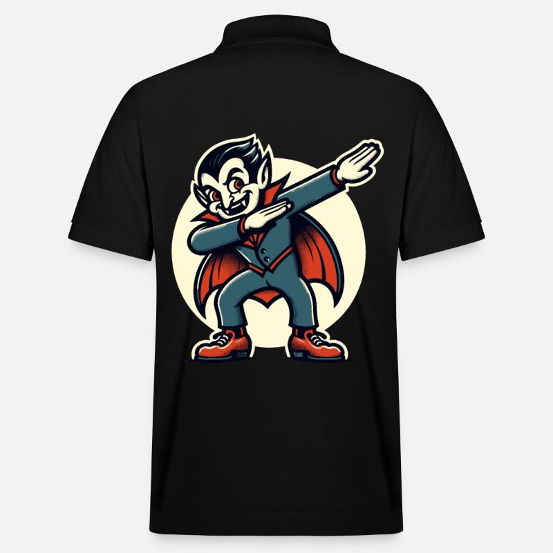 Dabbing Vampire Funny Dabbing Design - Stanley/Stella Unisex Organic Polo Shirt PREPSTER - black