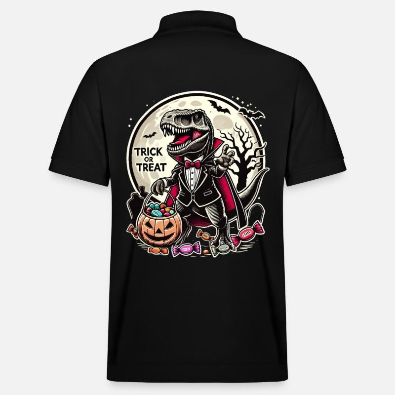 Funny T-Rex Vampire Loves Candy - Stanley/Stella Unisex Organic Polo Shirt PREPSTER - black