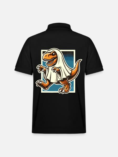 Cute Dinosaur Ghost Funny T-Rex - Stanley/Stella Unisex Organic Polo Shirt PREPSTER - black