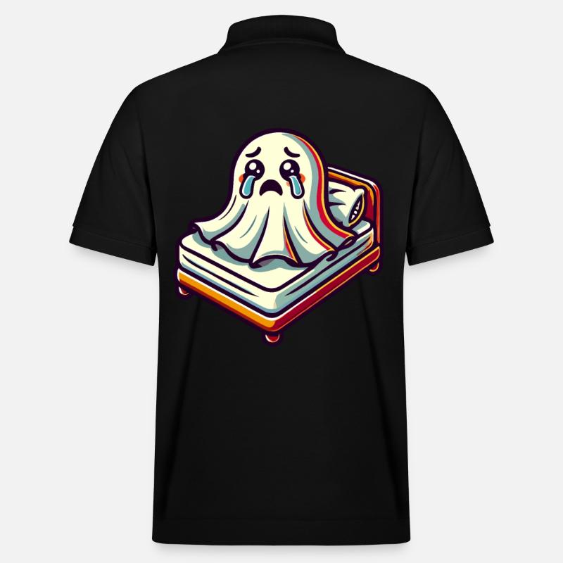 Sad Ghost Funny Ghost Design - Stanley/Stella Unisex Organic Polo Shirt PREPSTER - black