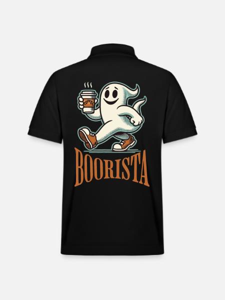 Funny Coffee Saying Spooky Ghosts - Stanley/Stella Unisex Organic Polo Shirt PREPSTER - black