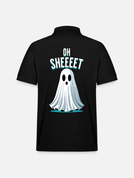 Halloween Oh Sheet Ghost Funny - Stanley/Stella Unisex Organic Polo Shirt PREPSTER - black