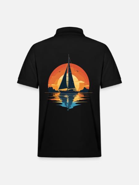 Sunset Sailboat Adventure - Stanley/Stella Unisex Organic Polo Shirt PREPSTER - black