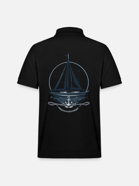 Nautical Sailboat Motif Adventure - Stanley/Stella Unisex Organic Polo Shirt PREPSTER - black