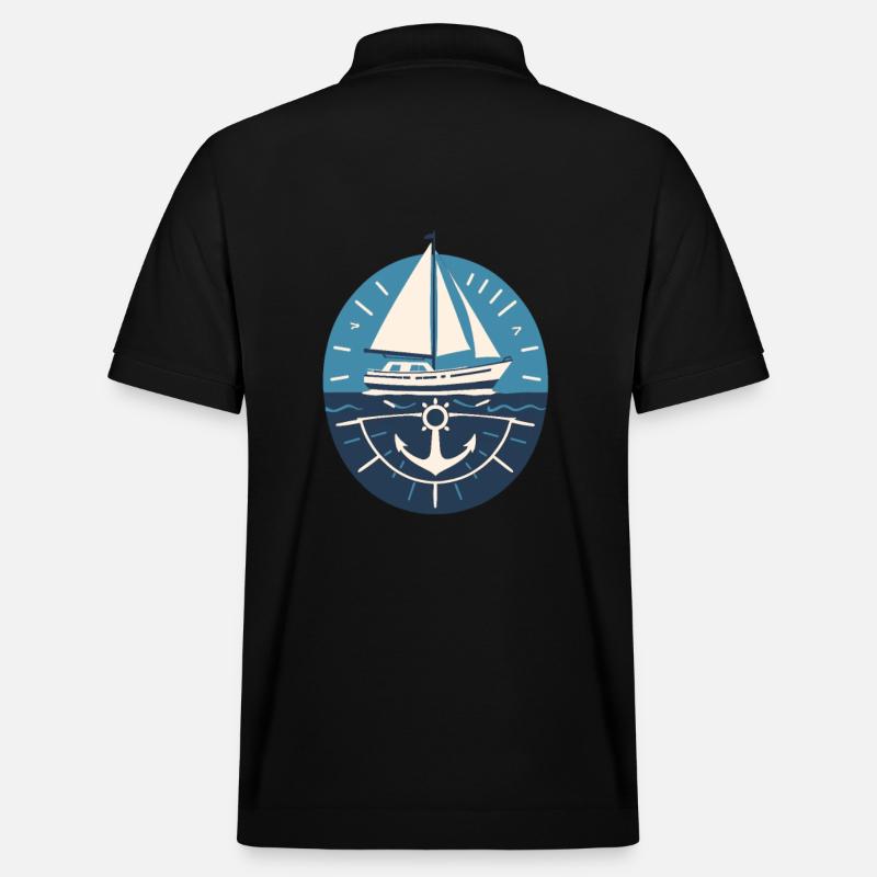Voilier avec ancre et mer - Polo PREPSTER bio Stanley/Stella Unisexe - noir