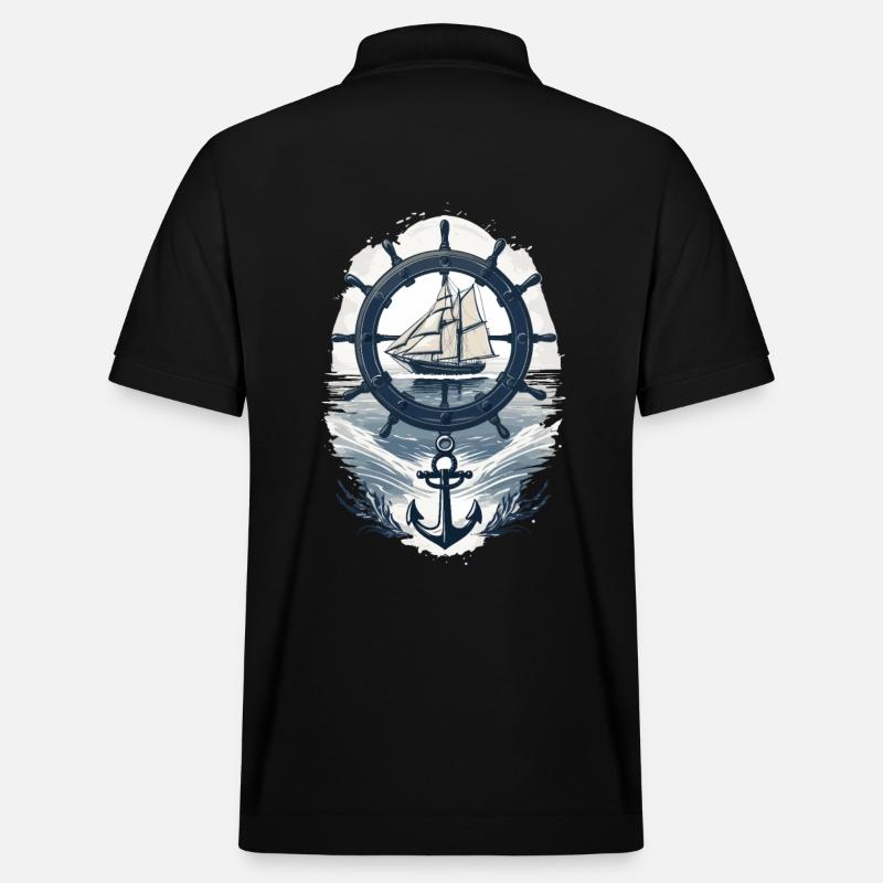 Maritimes Abenteuer Segelschiff - Stanley/Stella Unisex Bio-Poloshirt PREPSTER - Schwarz