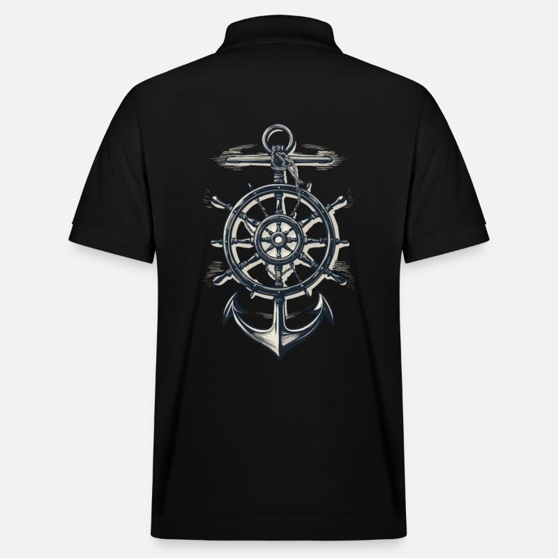Maritimer Kompass Anker Symbol - Stanley/Stella Unisex Bio-Poloshirt PREPSTER - Schwarz