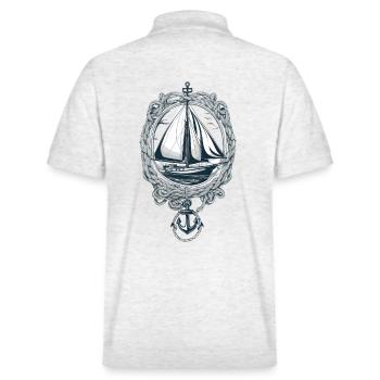 Elegantes Segelboot Mit Anker - Stanley/Stella Unisex Bio-Poloshirt PREPSTER - Weiß meliert - Hinten - Andy (188cm)