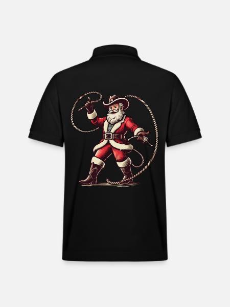 Cowboy Santa Claus Lasso Adventure - Stanley/Stella Unisex Organic Polo Shirt PREPSTER - black