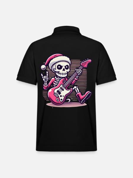 Christmas Skeleton Guitarist Rocks - Stanley/Stella Unisex Organic Polo Shirt PREPSTER - black