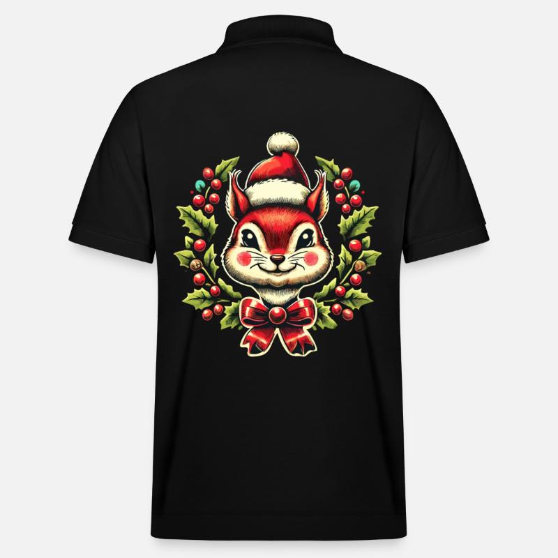 Joyeux écureuil Noël Festif - Polo PREPSTER bio Stanley/Stella Unisexe - noir