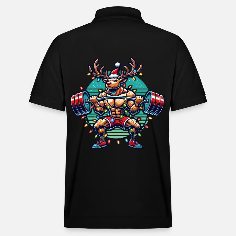 Noël Bodybuilder Renne Muscle Power - Polo PREPSTER bio Stanley/Stella Unisexe - noir