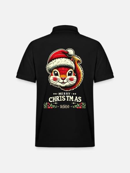 Merry Christmas Nutcracker Squirrel - Stanley/Stella Unisex Organic Polo Shirt PREPSTER - black