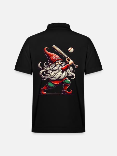 Christmas Baseball Gnome Dwarf Elf - Stanley/Stella Unisex Organic Polo Shirt PREPSTER - black
