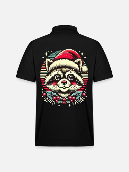 Söt jultvättbjörn med keps - Ekologisk pikétröja PREPSTER unisex från Stanley/Stella - svart