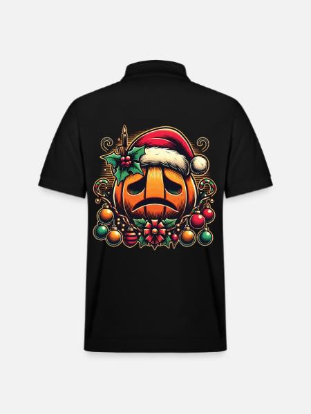 Sad pumpkin with Santa hat - Stanley/Stella Unisex Organic Polo Shirt PREPSTER - black