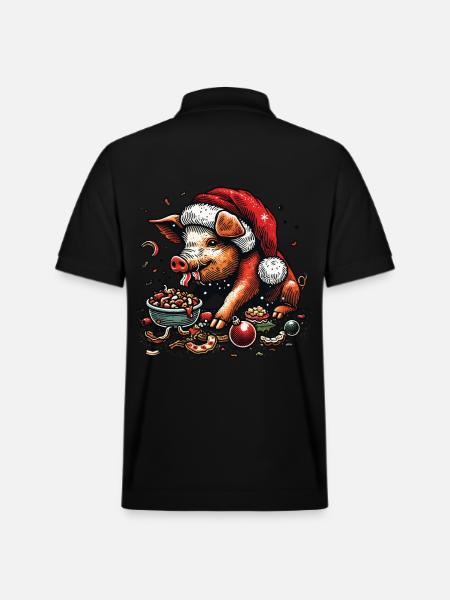 Christmas gluttony devoured with funny - Stanley/Stella Unisex Organic Polo Shirt PREPSTER - black