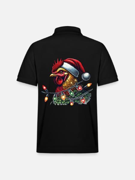 Christmas rooster with fairy lights - Stanley/Stella Unisex Organic Polo Shirt PREPSTER - black