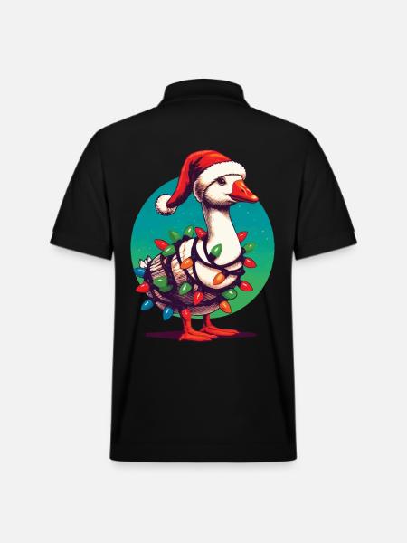 gChristmas Funny Clumsy Goose - Stanley/Stella Unisex Organic Polo Shirt PREPSTER - black