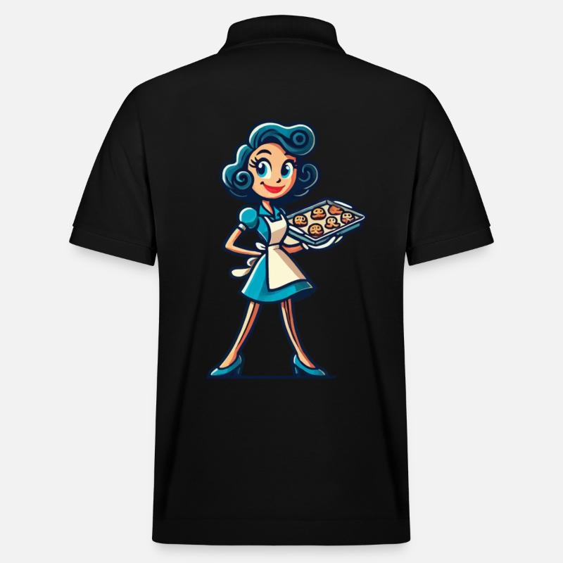Fröhliche Bäckerin Mit Kekstablett - Stanley/Stella Unisex Bio-Poloshirt PREPSTER - Schwarz