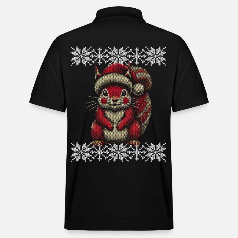 Écureuil de Noël avec chapeau - Polo PREPSTER bio Stanley/Stella Unisexe - noir