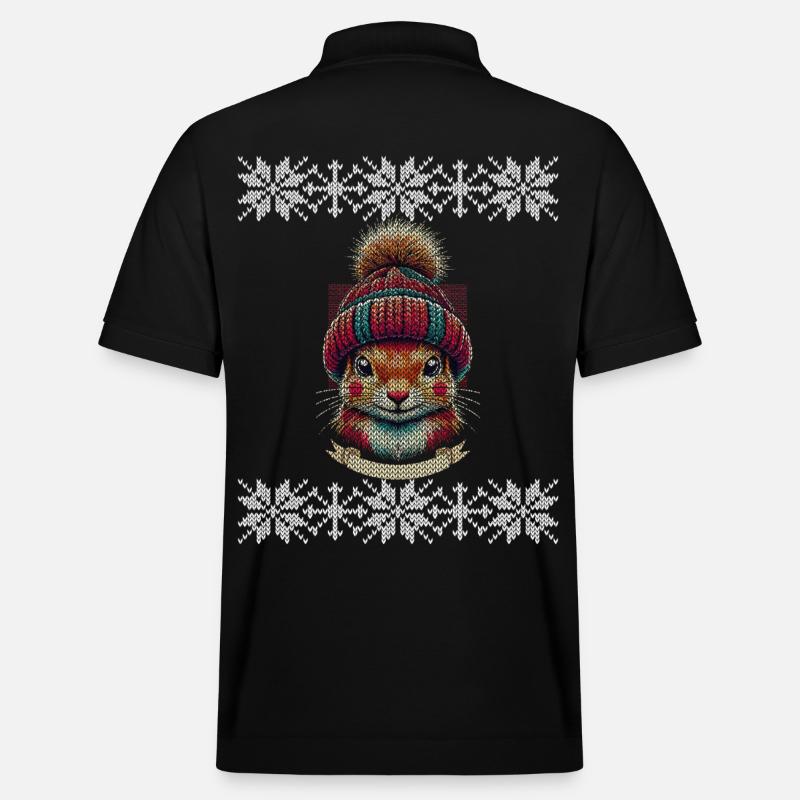 Winter squirrel with cap - Stanley/Stella Unisex Organic Polo Shirt PREPSTER - black