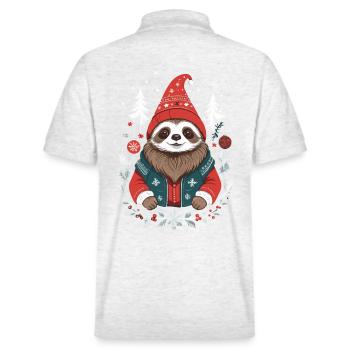 Weihnachtliches Faultier Im Winterwald - Stanley/Stella Unisex Bio-Poloshirt PREPSTER - Weiß meliert - Hinten - Andy (188cm)