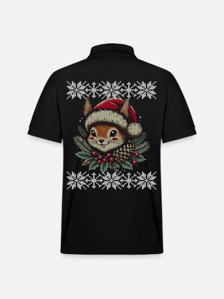 Christmas Squirrel Knitting Pattern - Stanley/Stella Unisex Organic Polo Shirt PREPSTER - black