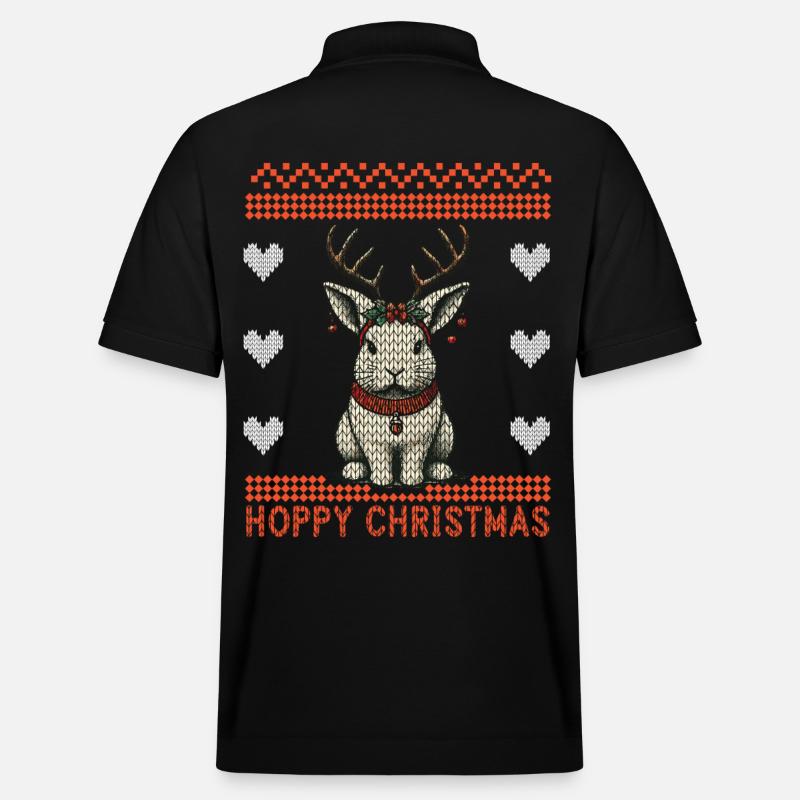 Hoppy Noël Drôle Noël Lapin - Polo PREPSTER bio Stanley/Stella Unisexe - noir