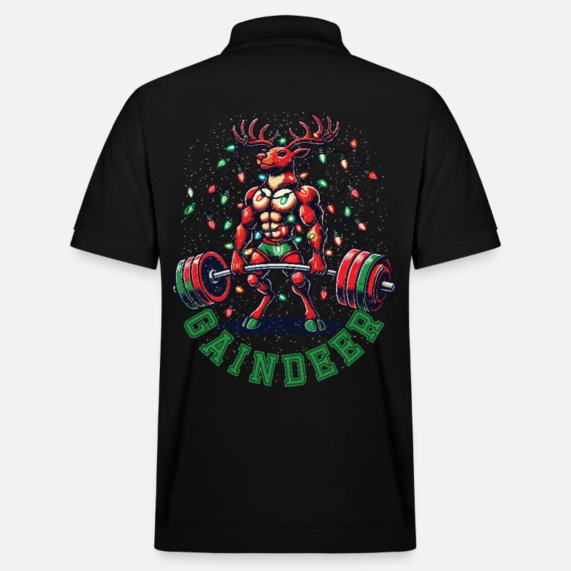 Weihnachts-Gewichtheber Rentier Gaindeer - Stanley/Stella Unisex Bio-Poloshirt PREPSTER - Schwarz