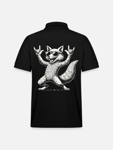 Rock Music Funny Fox Concert - Stanley/Stella Unisex Organic Polo Shirt PREPSTER - black