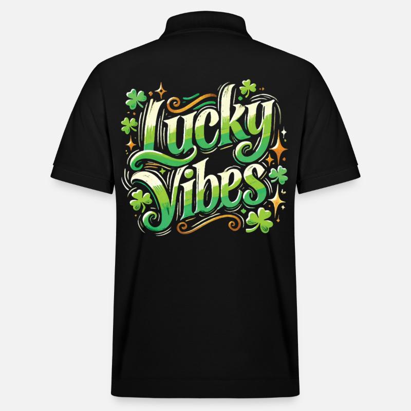 Saint-Patrick Lucky Vibes Shamrock - Polo PREPSTER bio Stanley/Stella Unisexe - noir