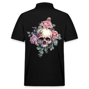 Totenkopf mit Rosen - Stanley/Stella Unisex Bio-Poloshirt PREPSTER - Schwarz - Hinten - Andy (188cm)