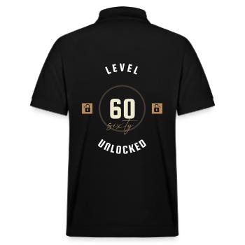 60. Geburtstag Level sixty unlocked, Geschenk - Stanley/Stella Unisex Bio-Poloshirt PREPSTER - Schwarz - Hinten - Andy (188cm)