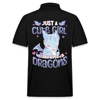 Just a cute Girl who loves Dragons - Kawaii Drache - Stanley/Stella Unisex Bio-Poloshirt PREPSTER - Schwarz - Hinten - Andy (188cm)