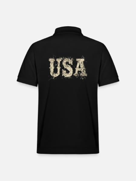 Förenta staterna Text Amerikanska flaggan Självständighetsdag - Ekologisk pikétröja PREPSTER unisex från Stanley/Stella - svart