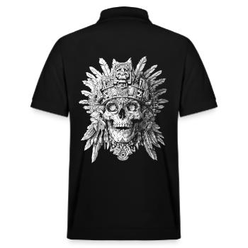Crâne Aztèque Halloween - Crâne Squelette Tribal - Polo PREPSTER bio Stanley/Stella Unisexe - noir - Dos - Andy (188cm)