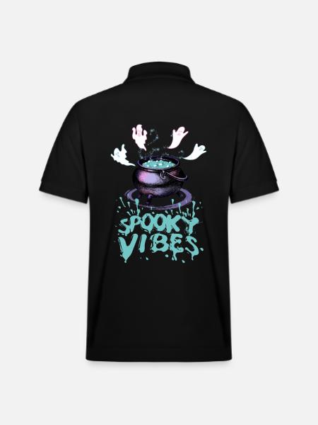 Bubbling cauldron and ghost design - Stanley/Stella Unisex Organic Polo Shirt PREPSTER - black