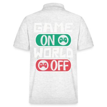Gaming gamer game on, world off – dicton gamer - Polo PREPSTER bio Stanley/Stella Unisexe - blanc chiné - Dos - Andy (188cm)