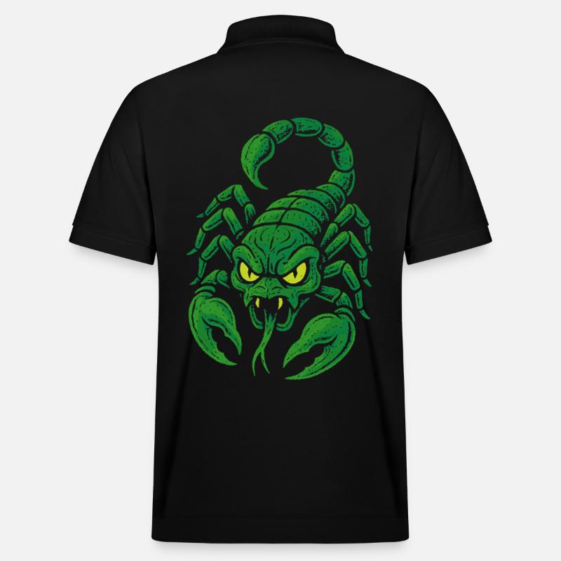 Giftgrüner Skorpion im Comicstil - Stanley/Stella Unisex Bio-Poloshirt PREPSTER - Schwarz