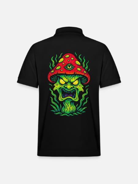 Psycho Toadstool with Third Eye - Stanley/Stella Unisex Organic Polo Shirt PREPSTER - black