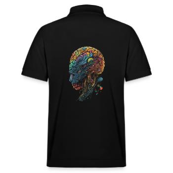 Buntes surrealistisches Trippy Gehirn/Schädel - Stanley/Stella Unisex Bio-Poloshirt PREPSTER - Schwarz - Hinten - Andy (188cm)