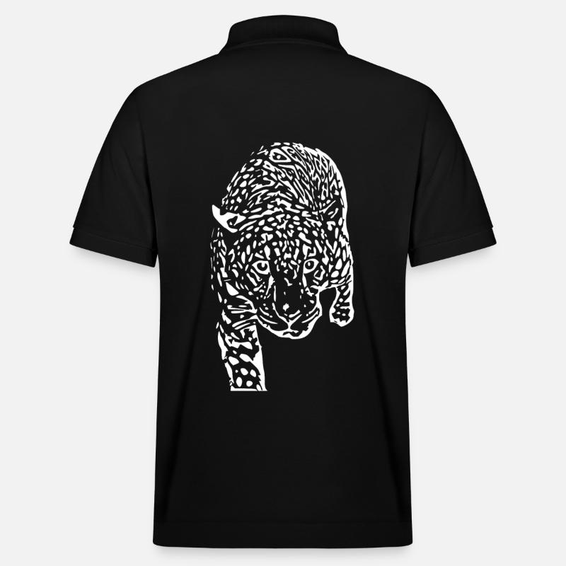 Leopard White - Stanley/Stella Unisex Organic Polo Shirt PREPSTER - black